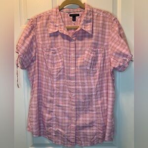 Tommy Hilfiger Pink Plaid Button-Down Short-sleeve Top Size 20